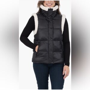 Nordstrom Rack (Kensie) Black Puffer Vest with Cream Fur Lining